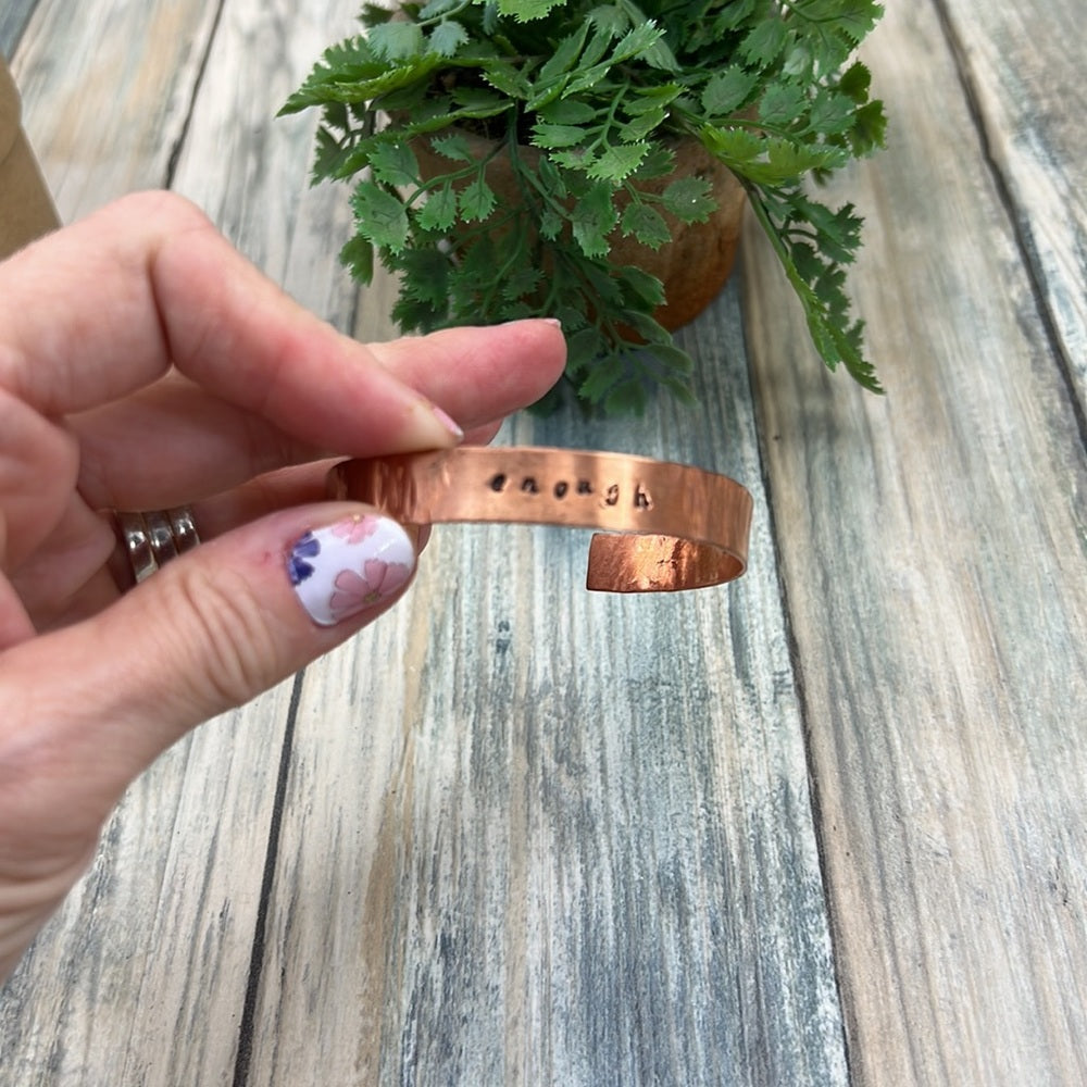 Adorned Crown Artisan stamped textured copper cuff bracelet 1 size ENOUGH