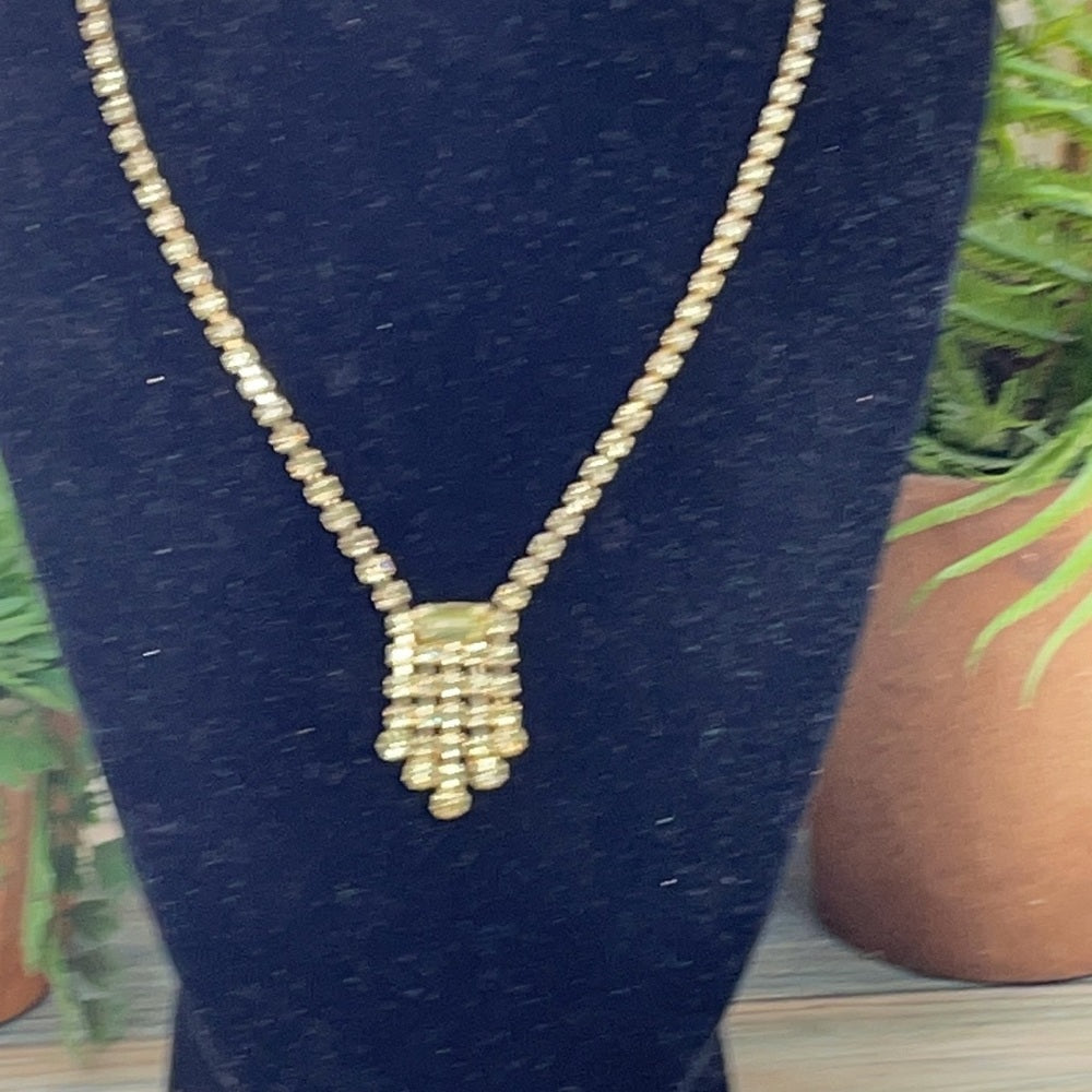 Adorned Crown artisan assemblage vintage yellow petite rhinestone necklace