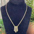 Adorned Crown artisan assemblage vintage yellow petite rhinestone necklace