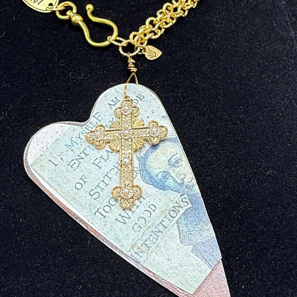 Adorned Crown Jewelry assemblage rusty heart good intentions stmnt necklace