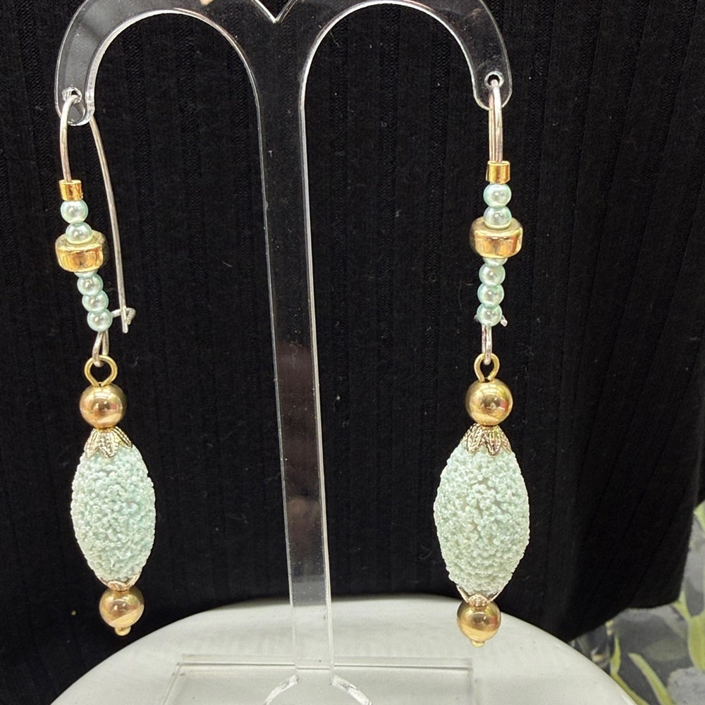 Adorned Crown Jewelry assemblage vintage lucite beads sea foam earrings