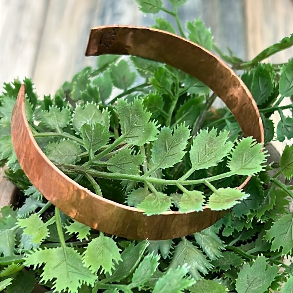 Adorned Crown Artisan stamped textured copper cuff bracelet 1 size ENOUGH