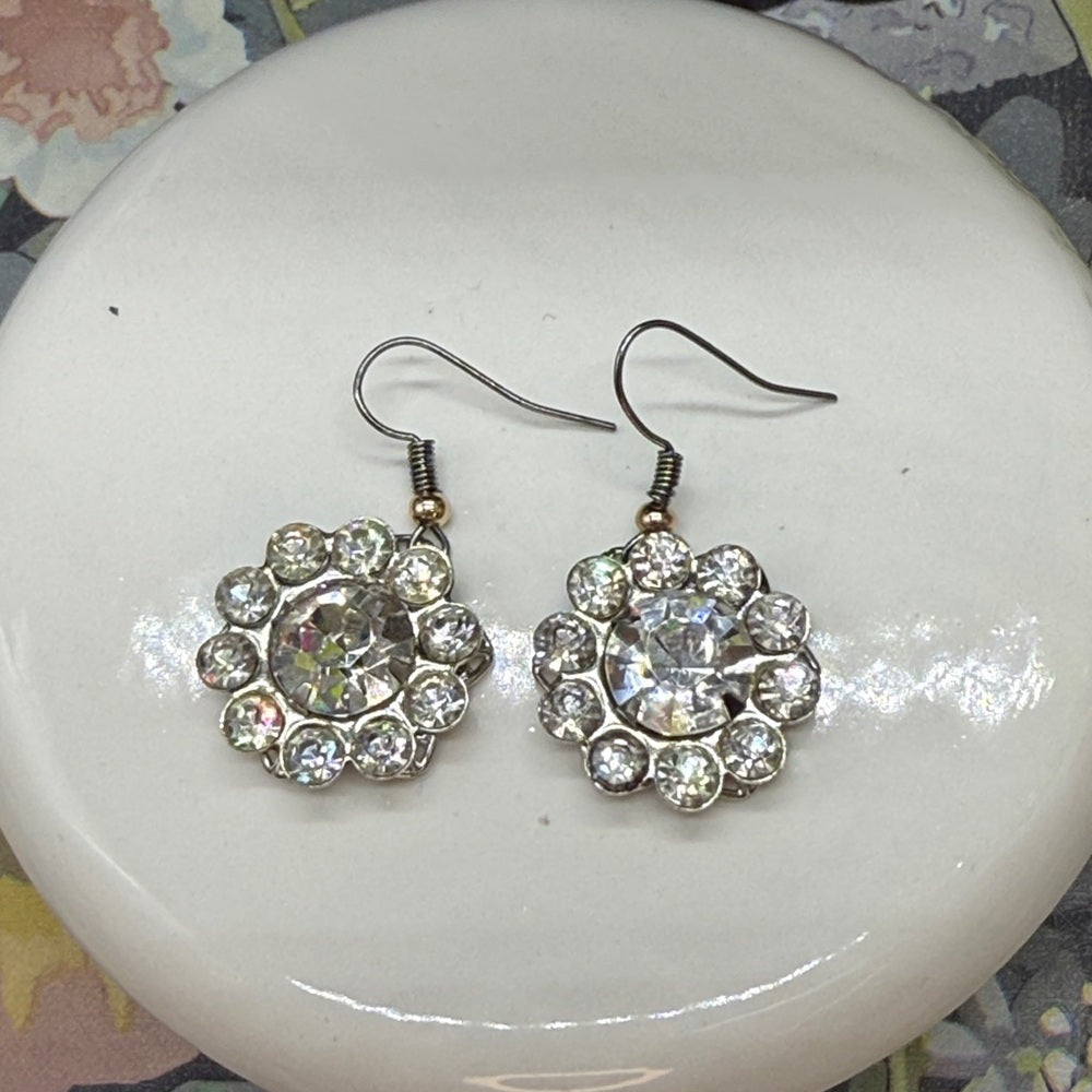 Adorned Crown Jewelry assemblage rhinestone dangle earrings