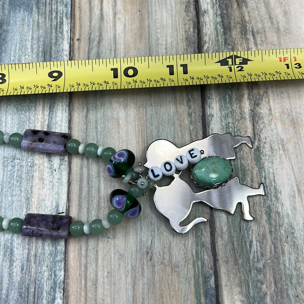 Adorned Crown Artisan Assemblage aventurine jasper Love boy girl necklace