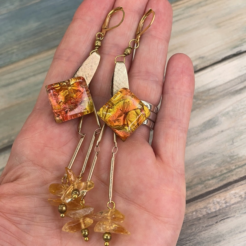 Adorned Crown artisan assemblage dad’s treasures earrings