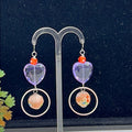 Adorned Crown Jewelry purple glass heart fabric bead earrings