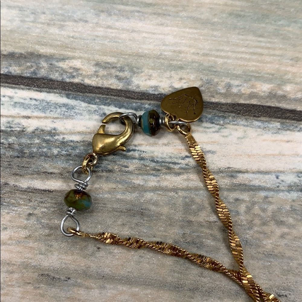 Adorned Crown artisan assemblage aquamarine bead jet black crown necklace