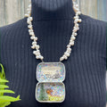 Adorned Crown Jewelry assemblage Christmas silent night shadow box necklace