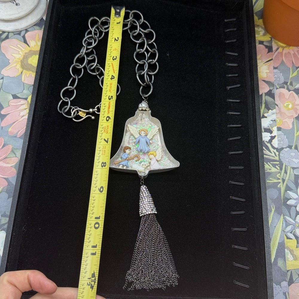 Adorned Crown Jewelry vintage bell cookie cutter nativity necklace