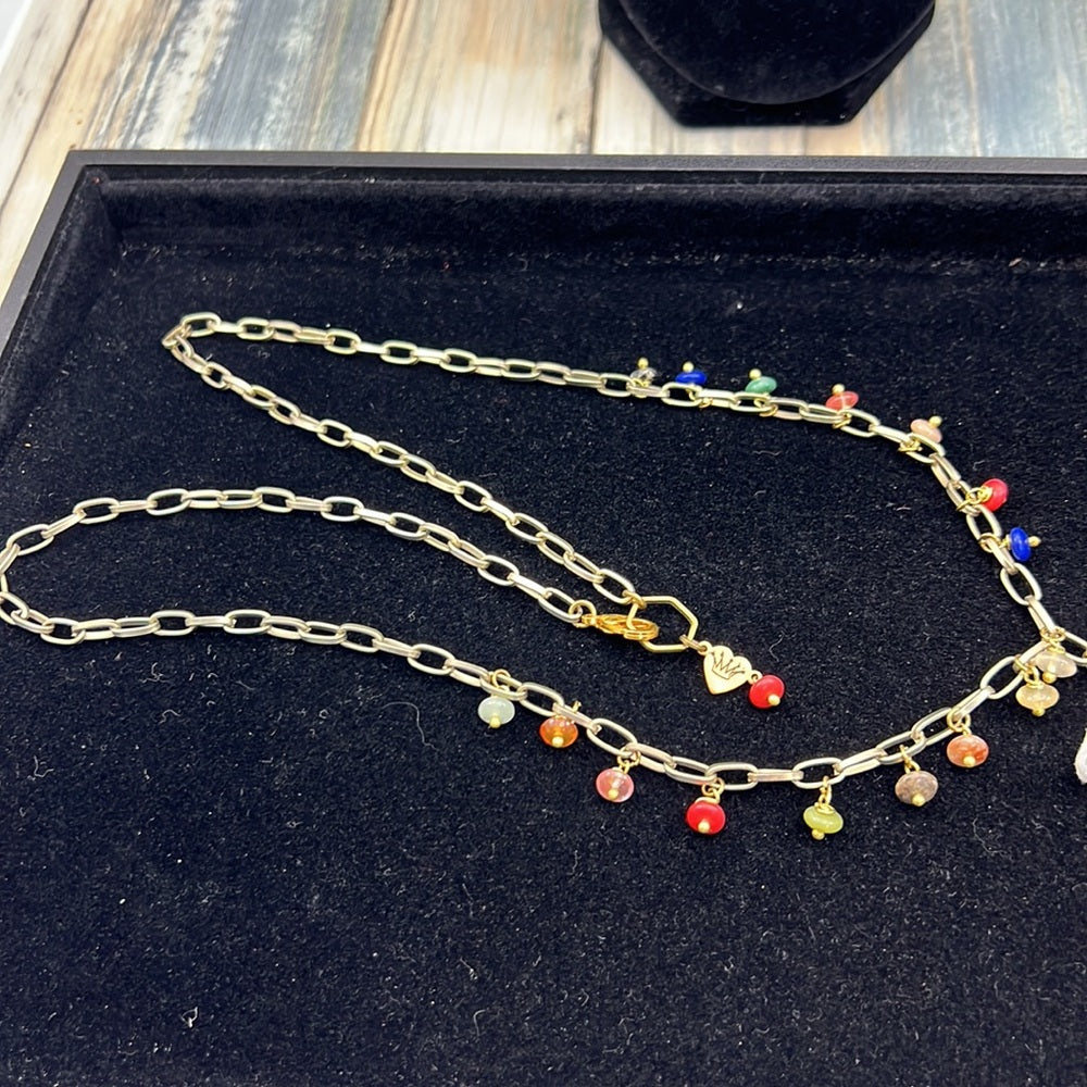Adorned Crown Artisan Assemblage jasper and gemstone pendant necklace