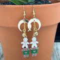 Adorned Crown Jewelry Christmas drink gingerbread crescent earrings