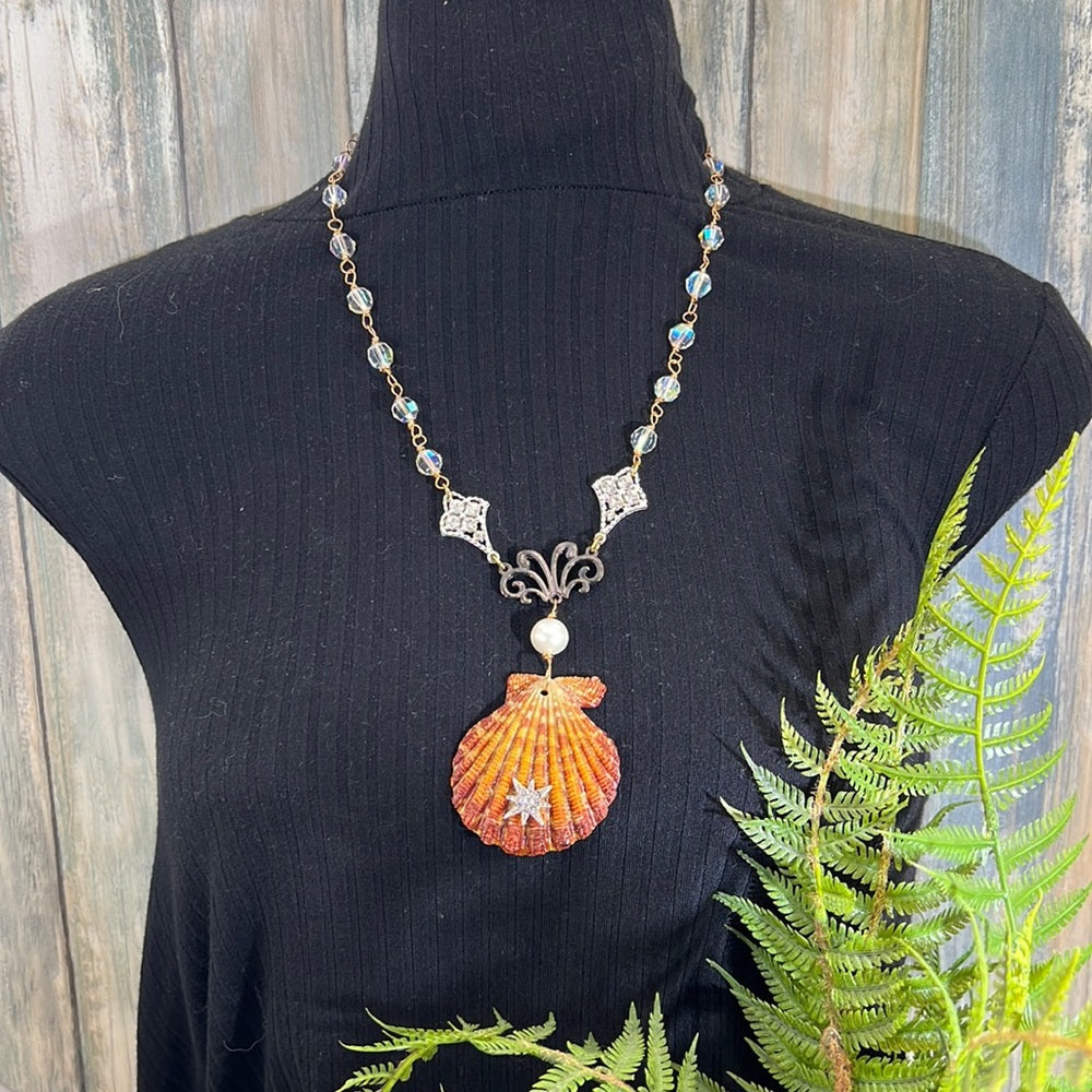 Adorned Crown Assemblage beaches & butterflies star shell crystal necklace