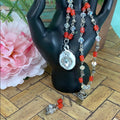Adorned Crown artisan assemblage carnelian Crystal bead necklace & earrings