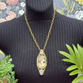 Adorned Crown Jewelry filigree resin cameo rhinestone pendant necklace