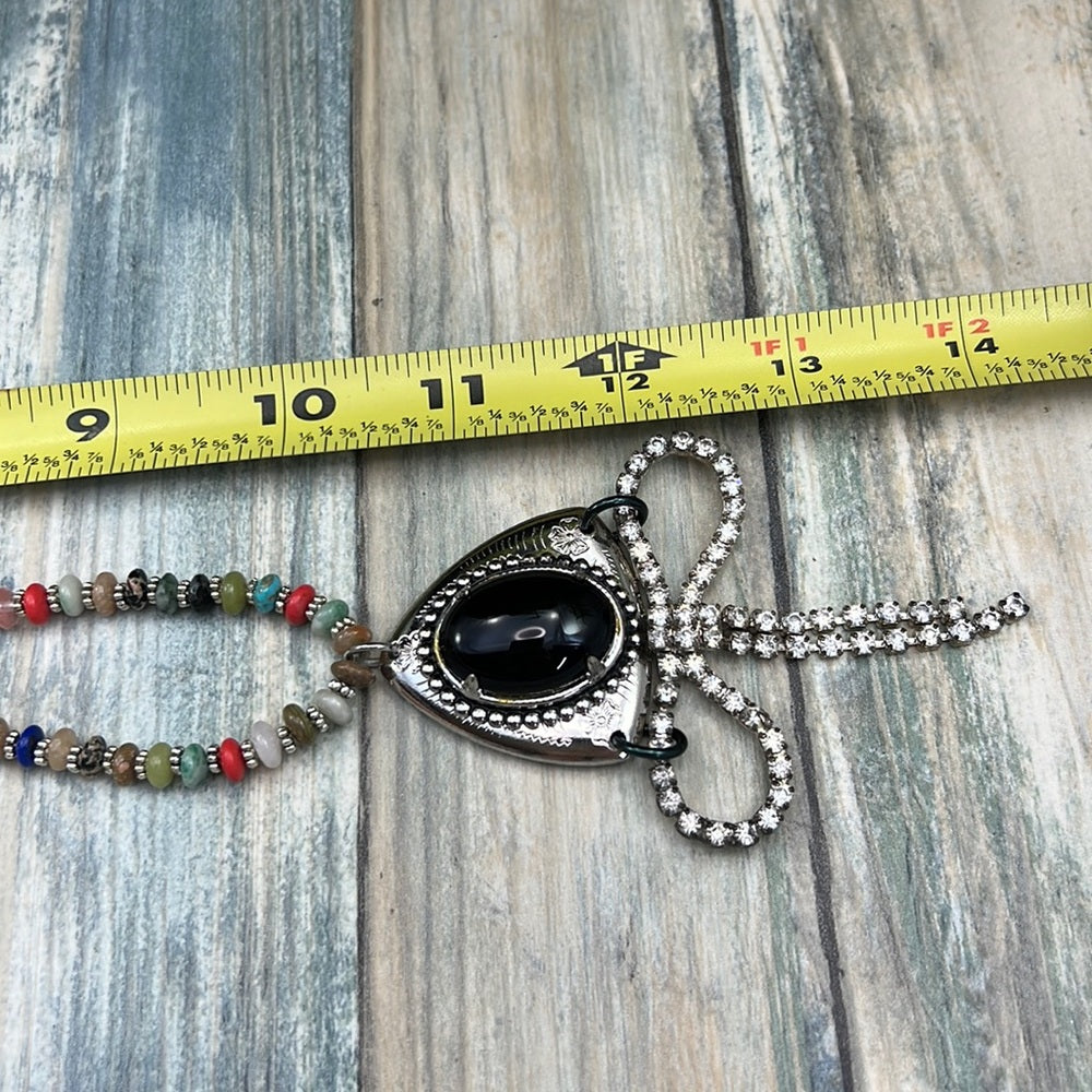Adorned Crown cowgirl collection bolo bow mixed stone necklace
