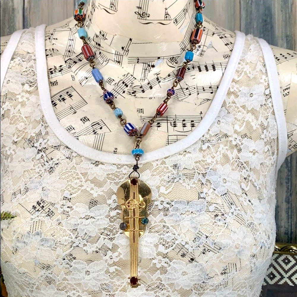Adorned Crown artisan assemblage beautiful music African trade bead necklace