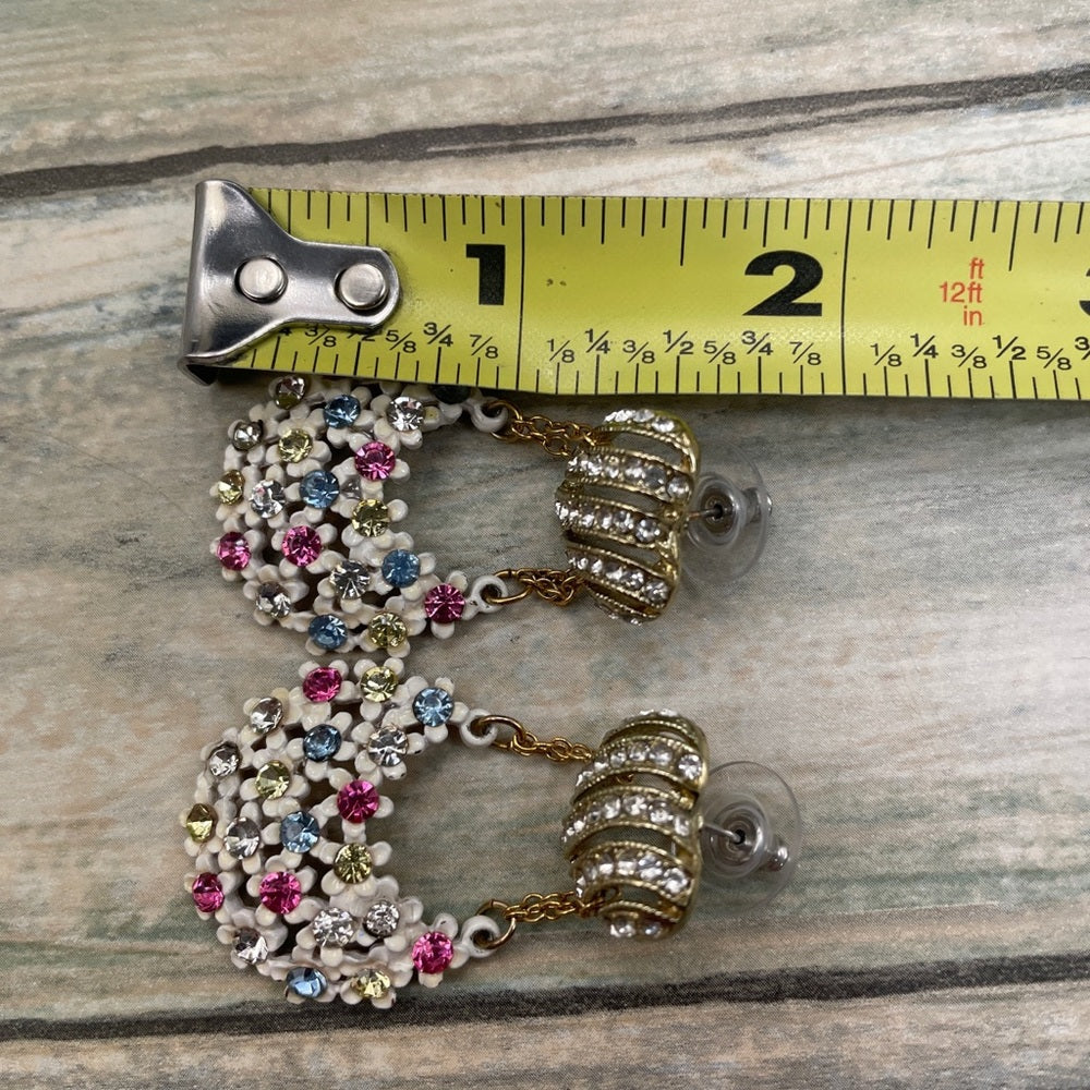 Adorned Crown rhinestone heart post earrings