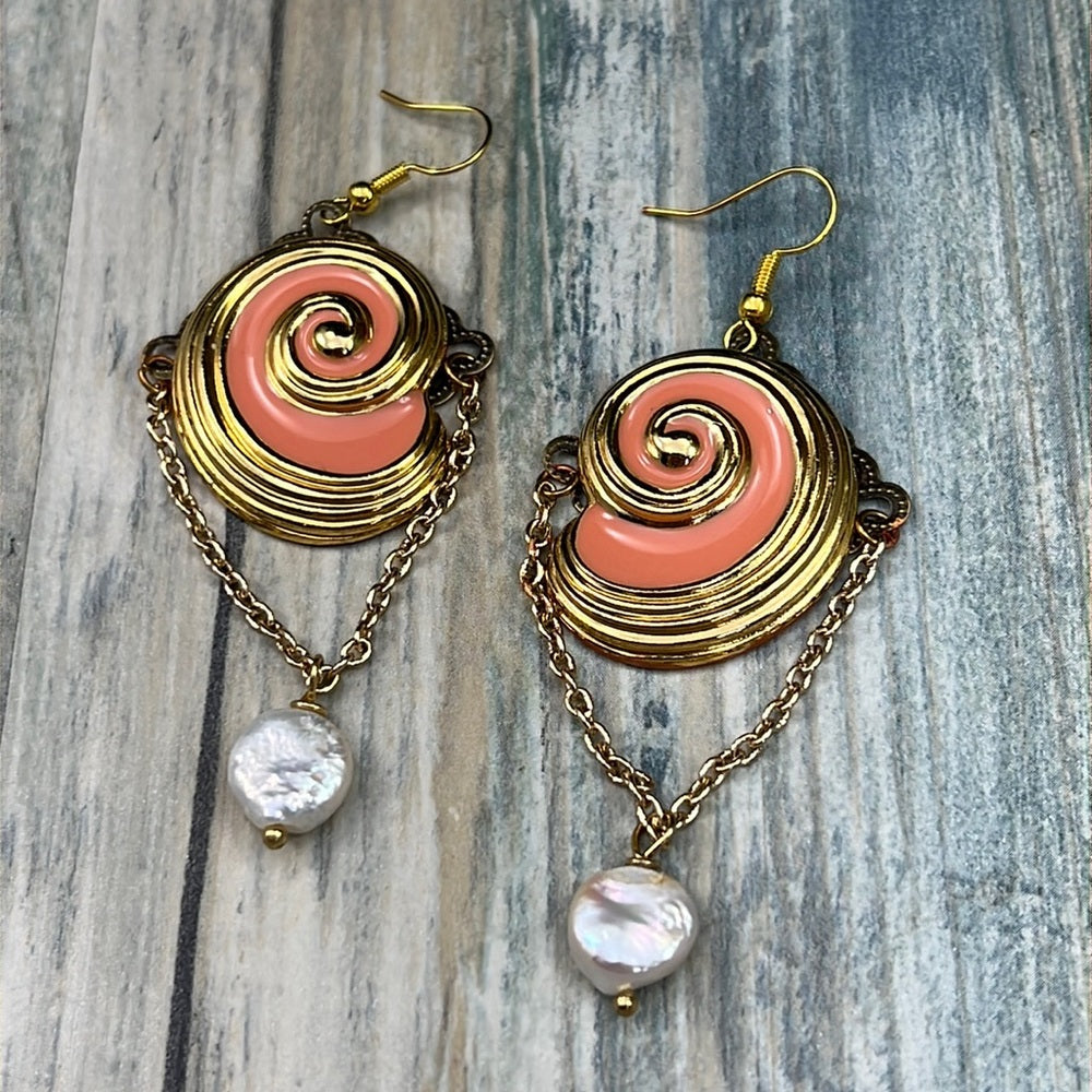 Adorned Crown Assemblage beaches & butterflies nautilus shell earrings
