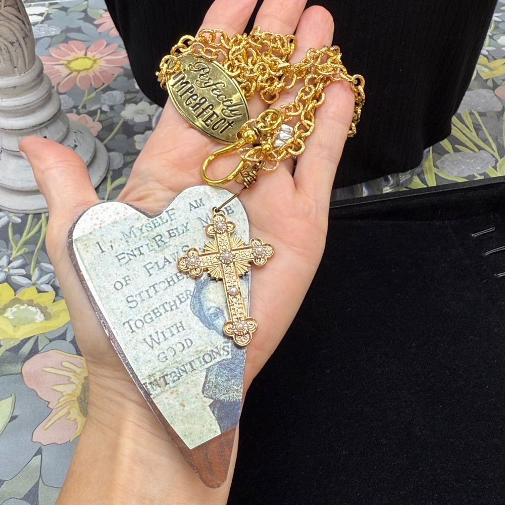 Adorned Crown Jewelry assemblage rusty heart good intentions stmnt necklace