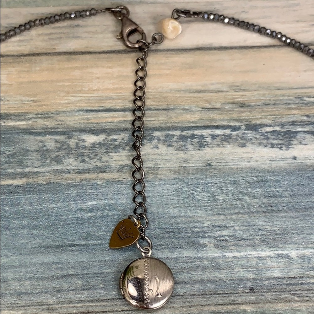 Adorned Crown artisan assemblage shell cut steel beaded minimal necklace