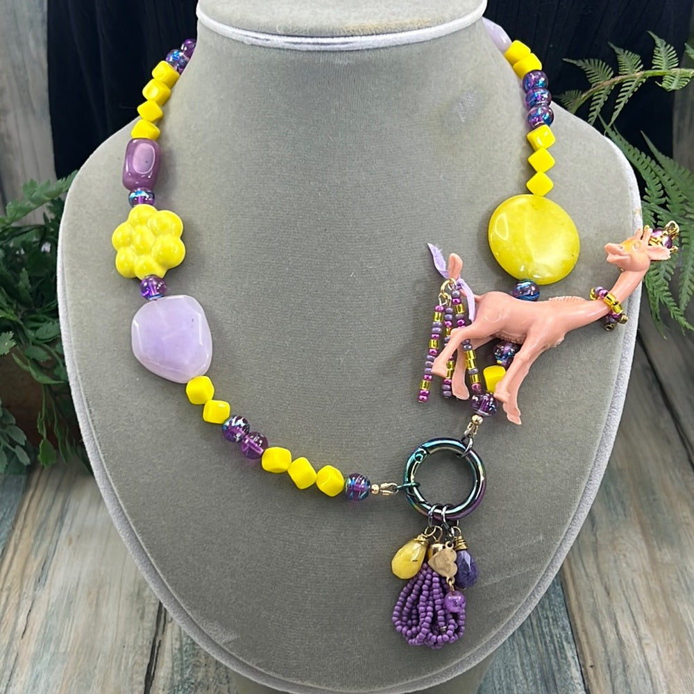 Adorned Crown Artisan Assemblage child’s play giraffe amethyst necklace