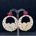 Adorned Crown Jewelry assemblage valentines Cupid retro heart earrings
