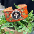 Adorned Crown cowgirl collection cross leather cuff bracelet