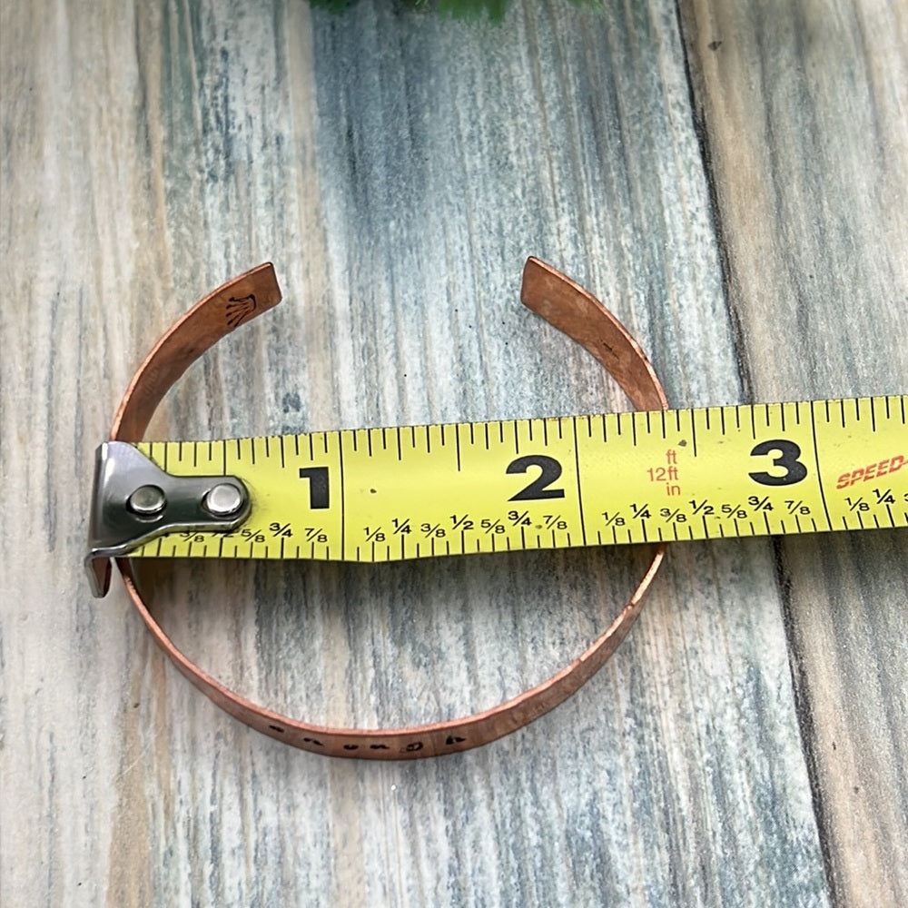 Adorned Crown Artisan stamped textured copper cuff bracelet 1 size ENOUGH
