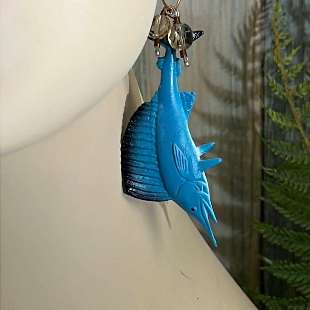 Adorned Crown Artisan Assemblage aquarium collection marlin earrings