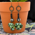 Adorned Crown Jewelry assemblage green cluster bone drop long earrings