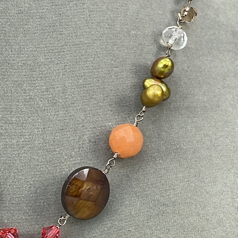 Adorned Crown Artisan Assemblage “autumn splendor” shell gemstone necklace
