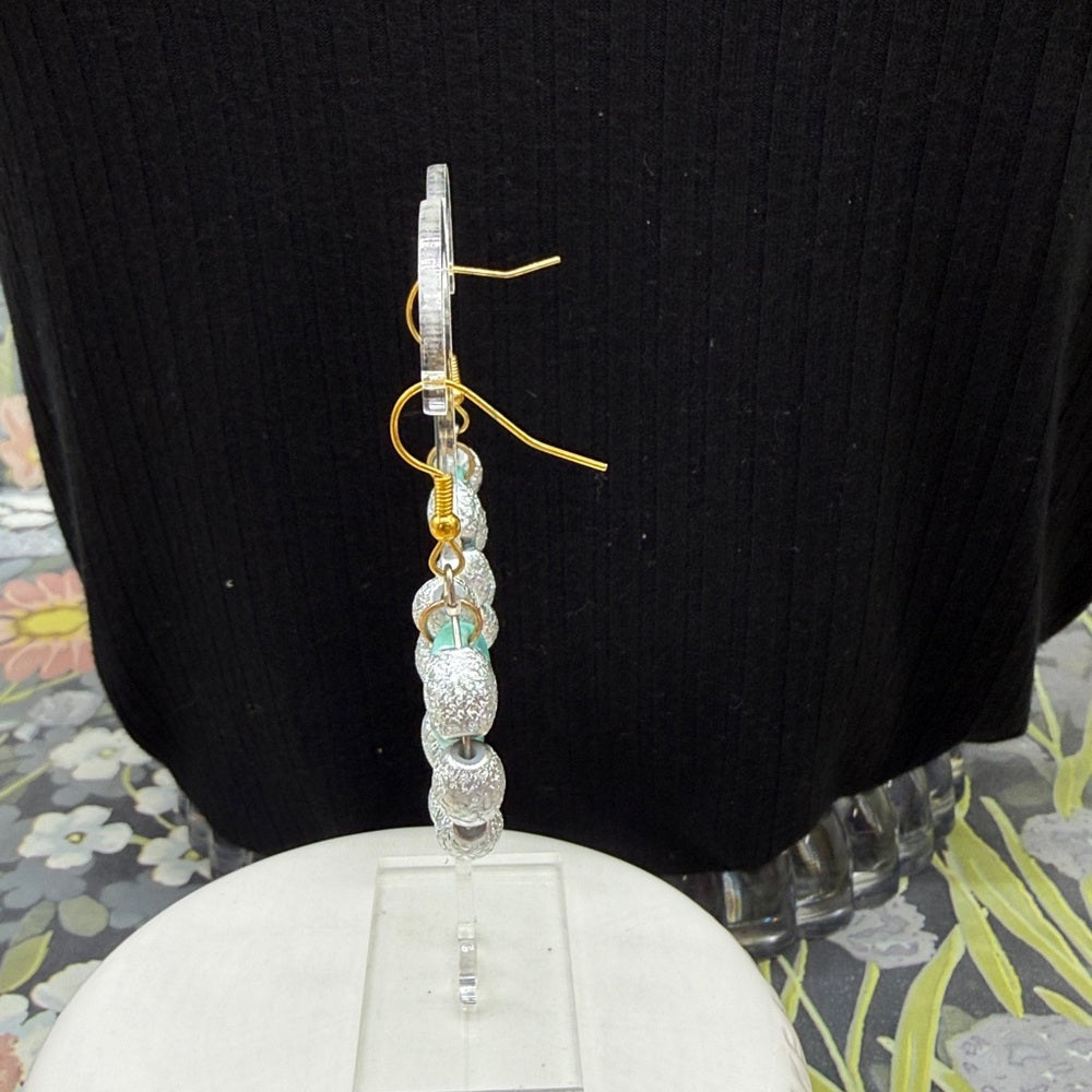 Adorned Crown Jewelry assemblage ceramic heart glass beads sea foam earrings