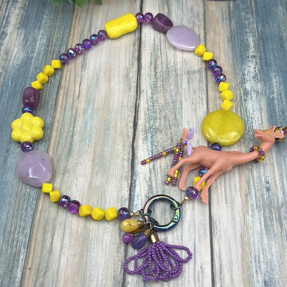 Adorned Crown Artisan Assemblage child’s play giraffe amethyst necklace