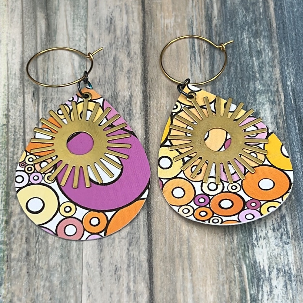 Adorned Crown Artisan faux leather 70s disco flower child earrings