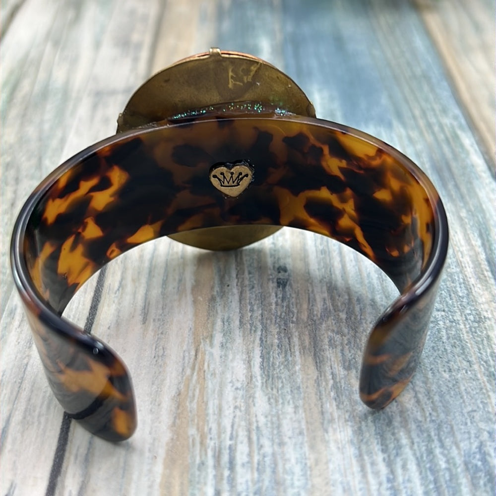 Adorned Crown Artisan Assemblage tortoise shell enamel Christmas bracelet