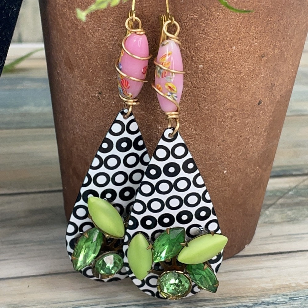 Adorned Crown artisan assemblage mod pop statement earrings