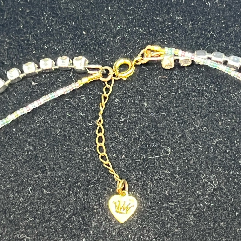 Adorned Crown Jewelry double strand beaded pearl rhinestone choker necklace