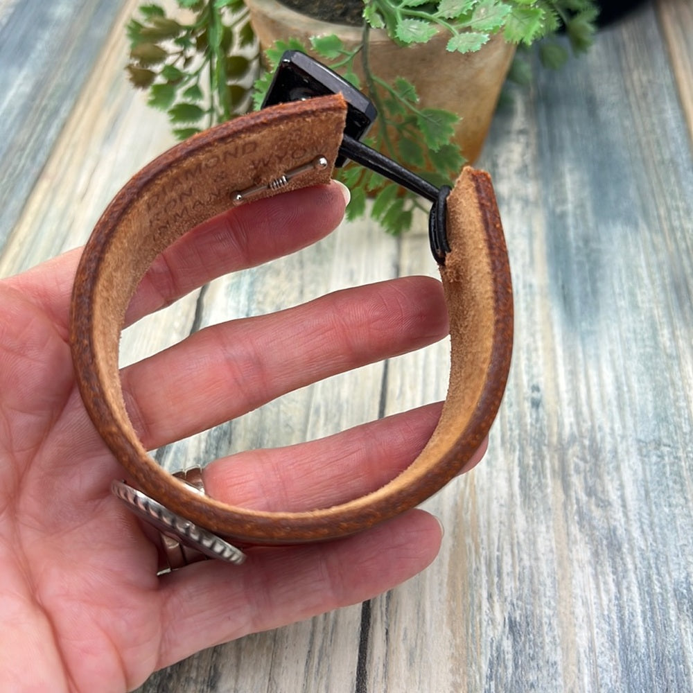 Adorned Crown cowgirl collection cross leather cuff bracelet
