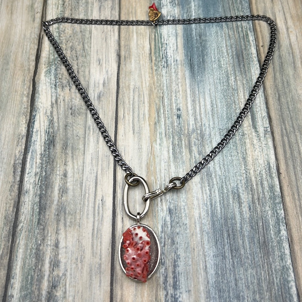 Adorned Crown Artisan Assemblage beaches & butterflies coral necklace