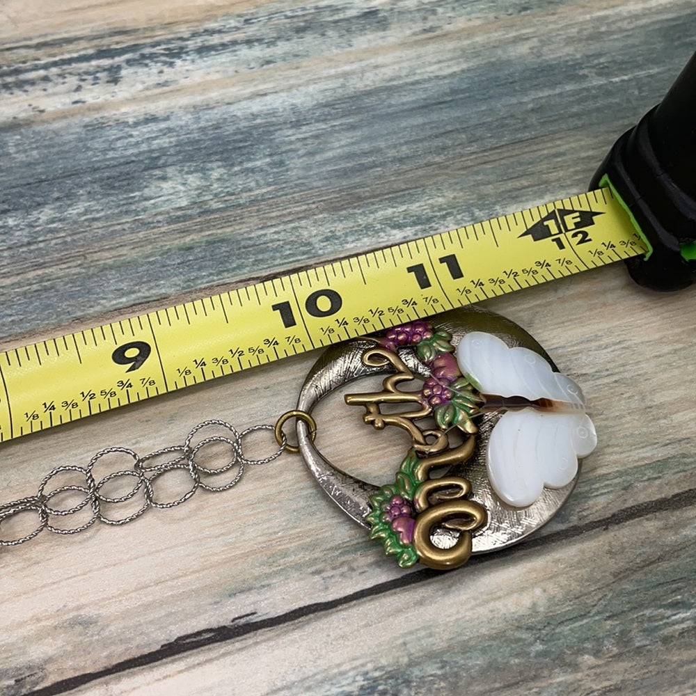 Adorned Crown Artisan Assemblage mother shell butterfly necklace