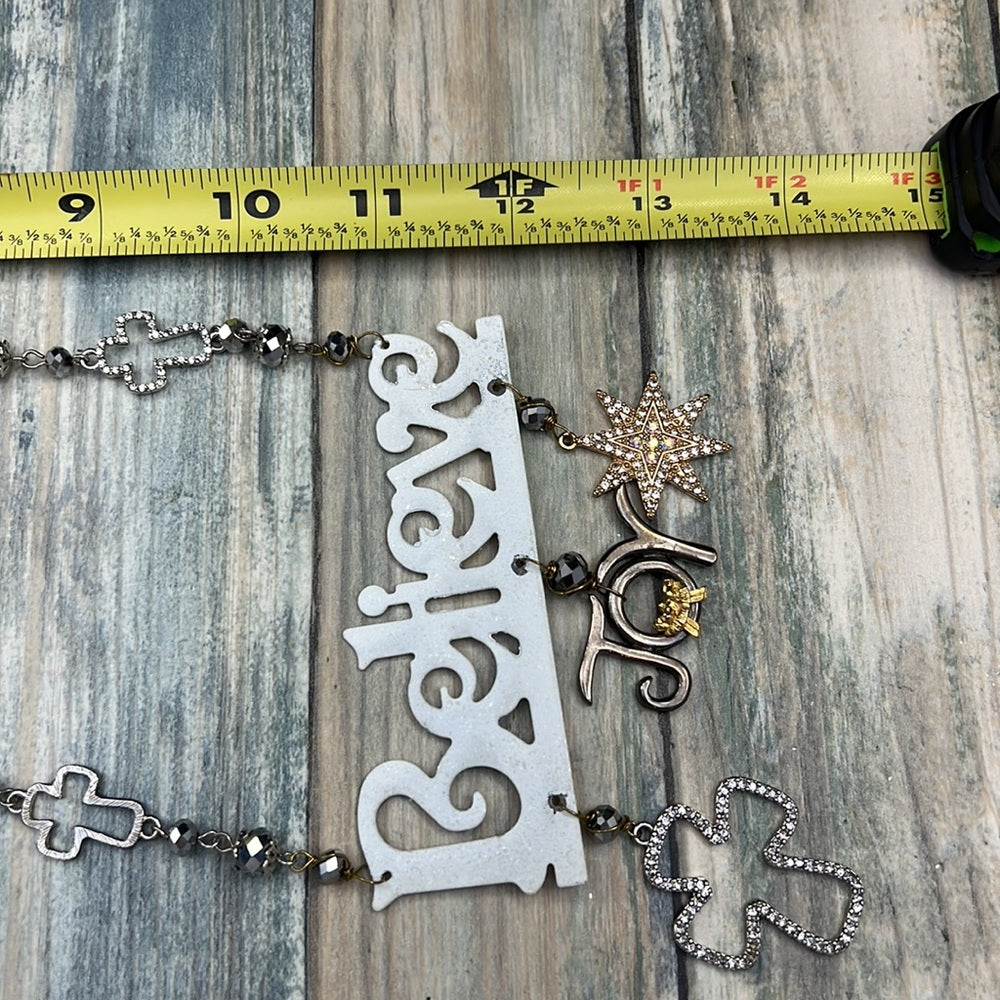 Adorned Crown Artisan Assemblage believe in the joy of Christmas necklace