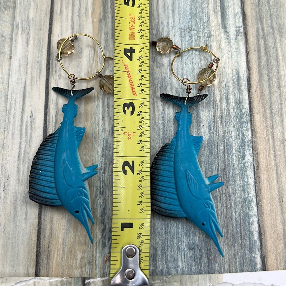 Adorned Crown Artisan Assemblage aquarium collection marlin earrings