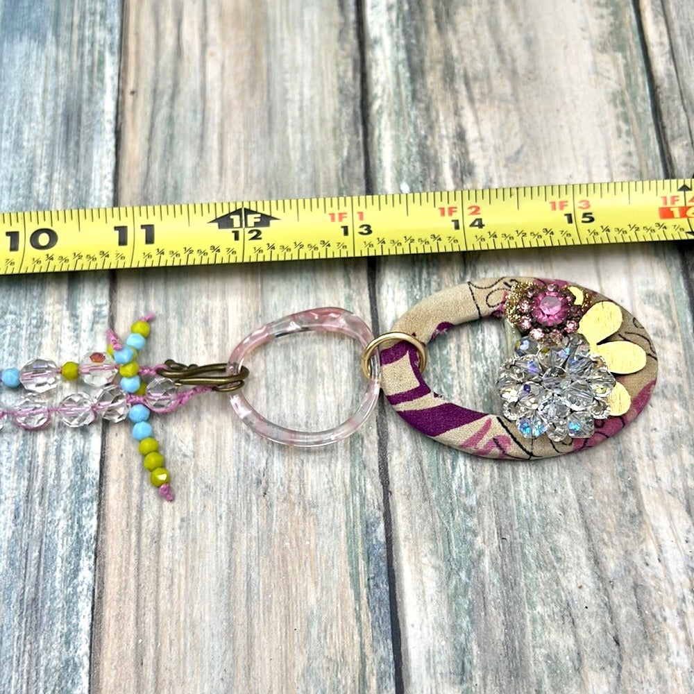 Adorned Crown Artisan Assemblage fabric buckle cluster Czech bead necklace
