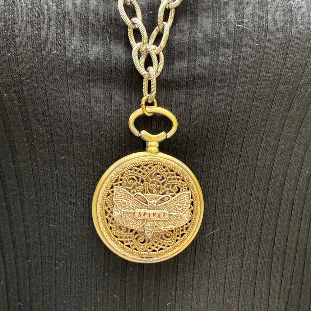 Adorned Crown Jewelry assemblage watch case spirit reversible pendant necklace