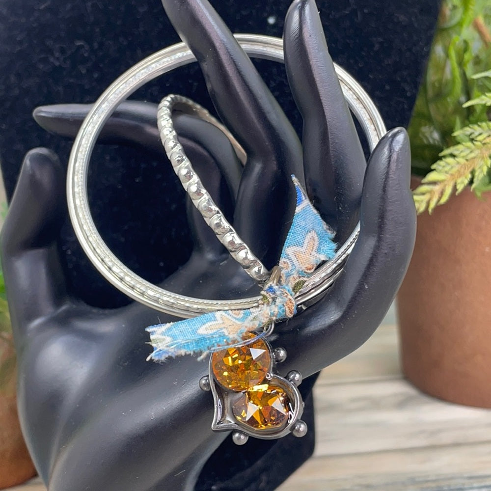 Adorned Crown artisan assemblage bangle topaz heart bracelet