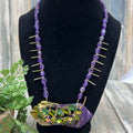 Adorned Crown Jewelry artisan assemblage amethyst rhinestone buckle necklace