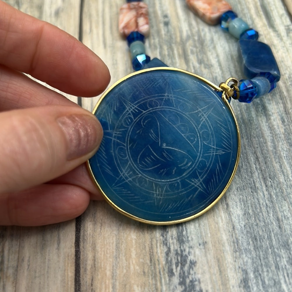 Adorned Crown Artisan assemblage agate copper family pendant jasper necklace