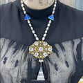 Adorned Crown artisan assemblage crystal & moonstone & pearl necklace