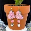 Adorned Crown Jewelry pink heart glitter Valentine's Day earrings
