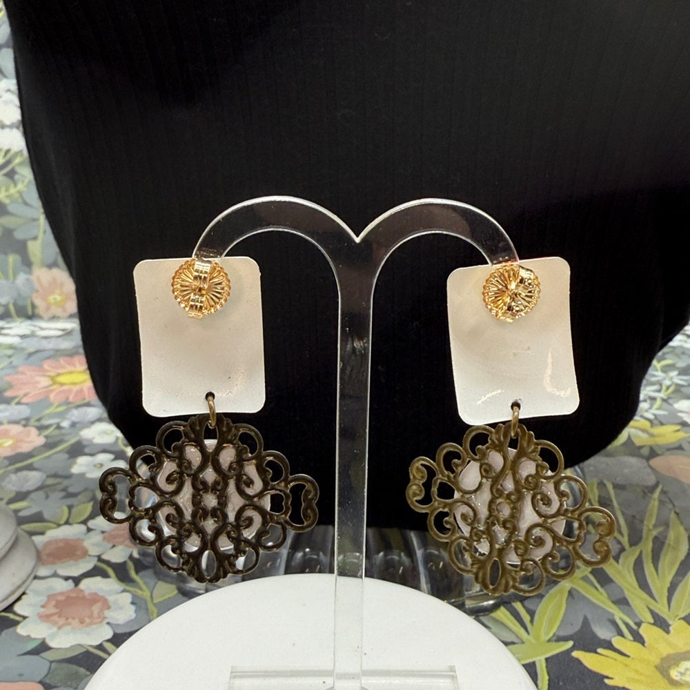 Adorned Crown Jewelry assemblage Christmas polka dot deer drop post earrings